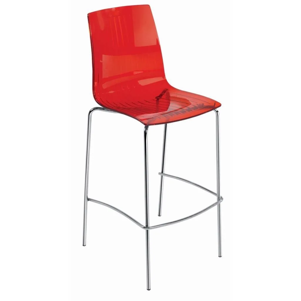 X-treme BSL Red Transparent - Chrome-Plated Bar Chair PPT1576