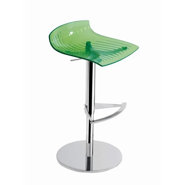 X-treme B Green Transparent - Chrome-Plated Gas-Lift Metal-Leg Bar Chair PPT1561