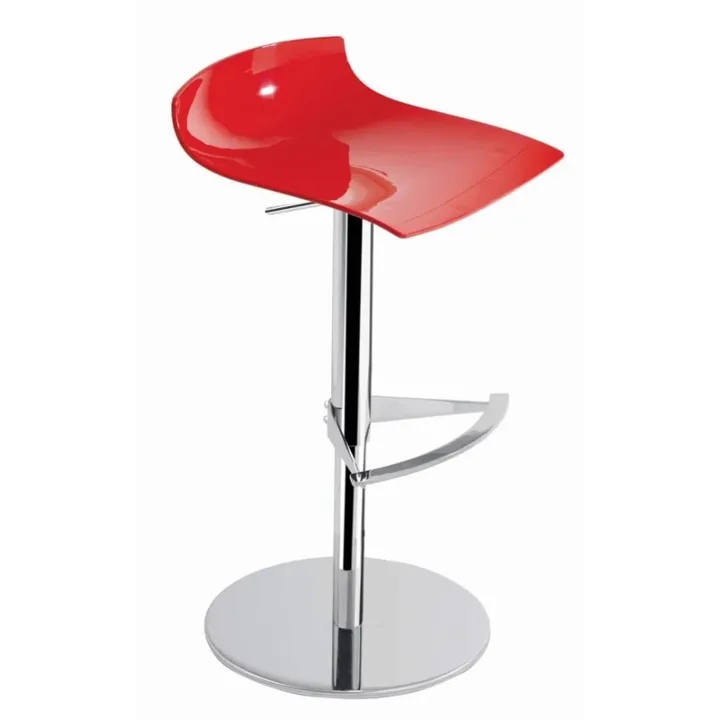 X-treme B Solid Red - Chrome-Plated Gas-Lift Metal-Leg Bar Chair PPT1556