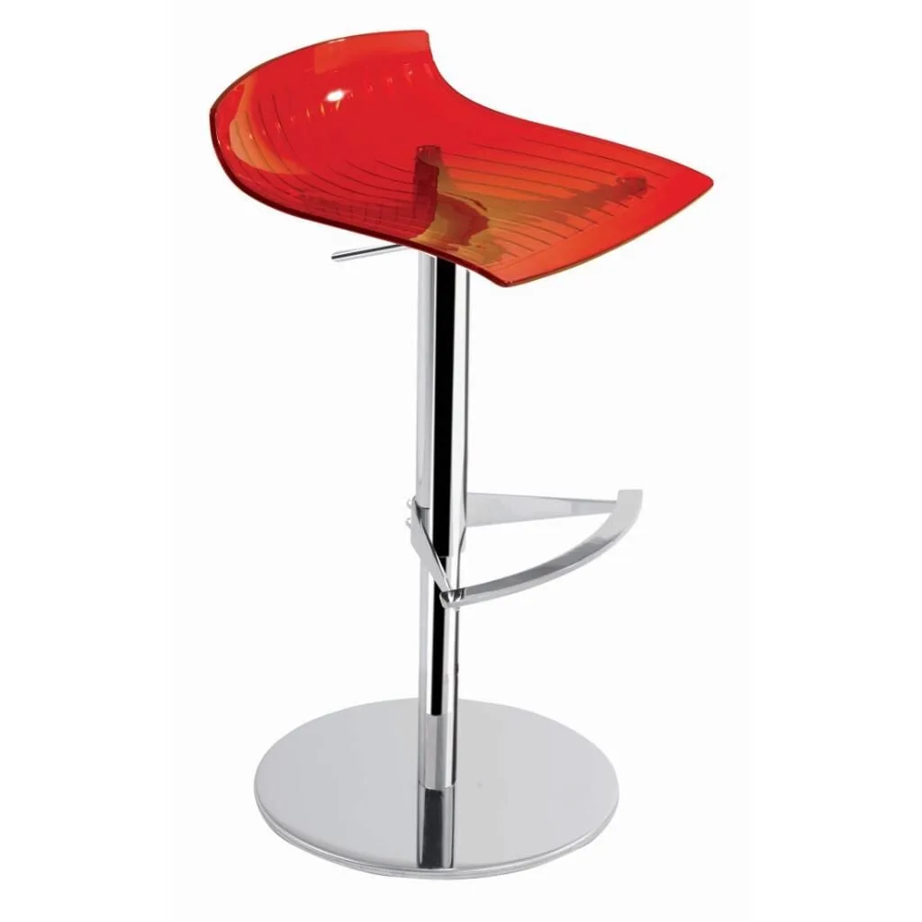 X-treme B Red Transparent - Chrome-Plated Gas-Lift Metal-Leg Bar Chair PPT1559