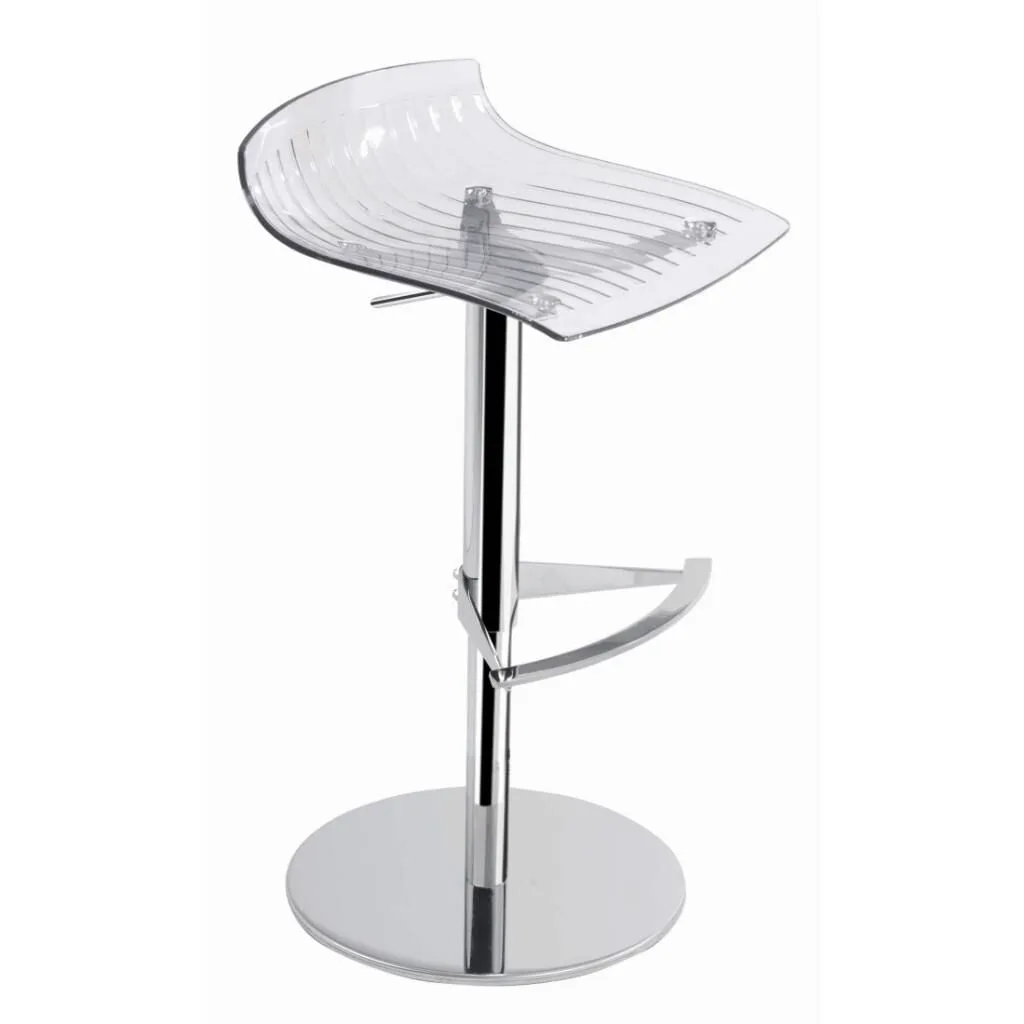 X-treme B Clear Transparent - Chrome-Plated Gas-Lift Metal-Leg Bar Chair PPT1560