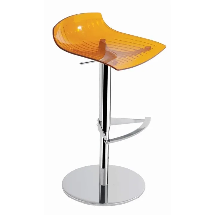 X-treme B Orange Transparent - Chrome-Plated Gas-Lift Metal-Leg Bar Chair PPT1555