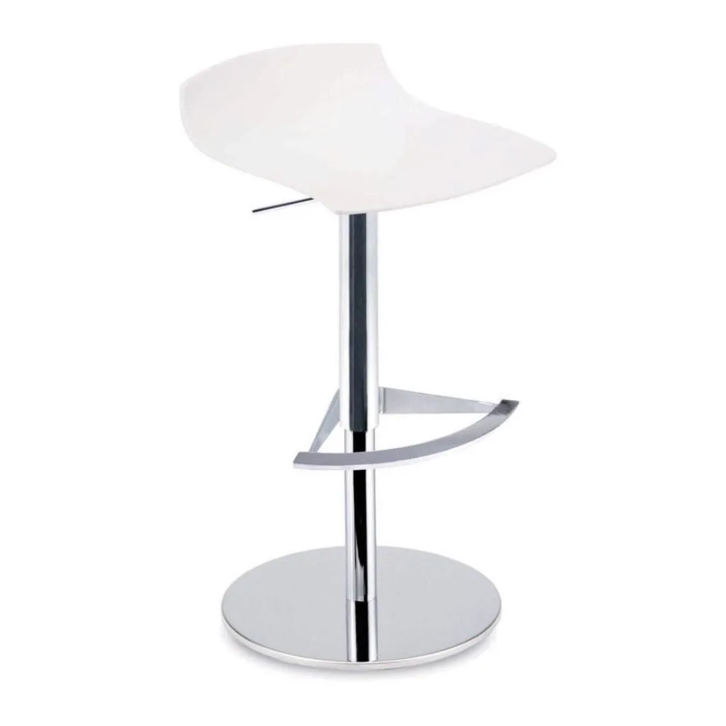 X-treme B Solid White - Chrome-Plated Gas-Lift Metal-Leg Bar Chair PPT1558