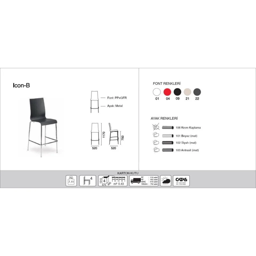 Icon-B Red - Chrome-Plated Bar Chair PPT1539