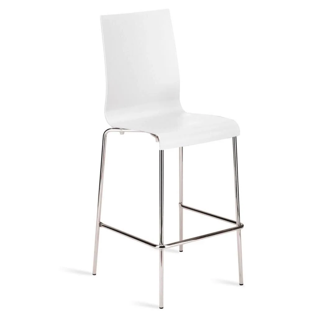Icon-B White - Chrome-Plated Bar Chair PPT1538