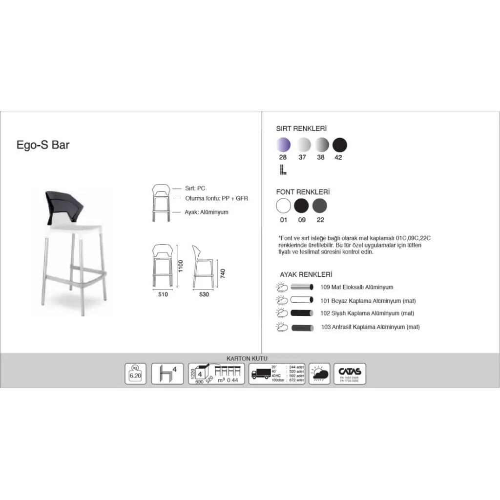 Ego-S Bar Transparent Smoke - White Bar Chair PPT1520