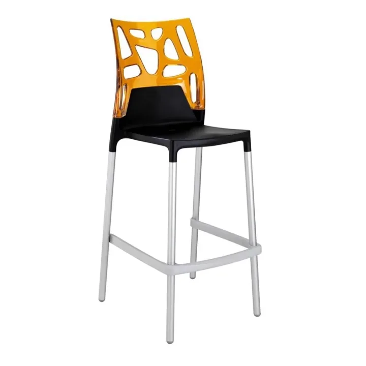Ego-Rock Bar Transparent Orange - Black Bar Chair PPT1495