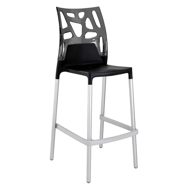 Tabouret de bar Ego-Rock Bar fumé transparent - noir PPT1484