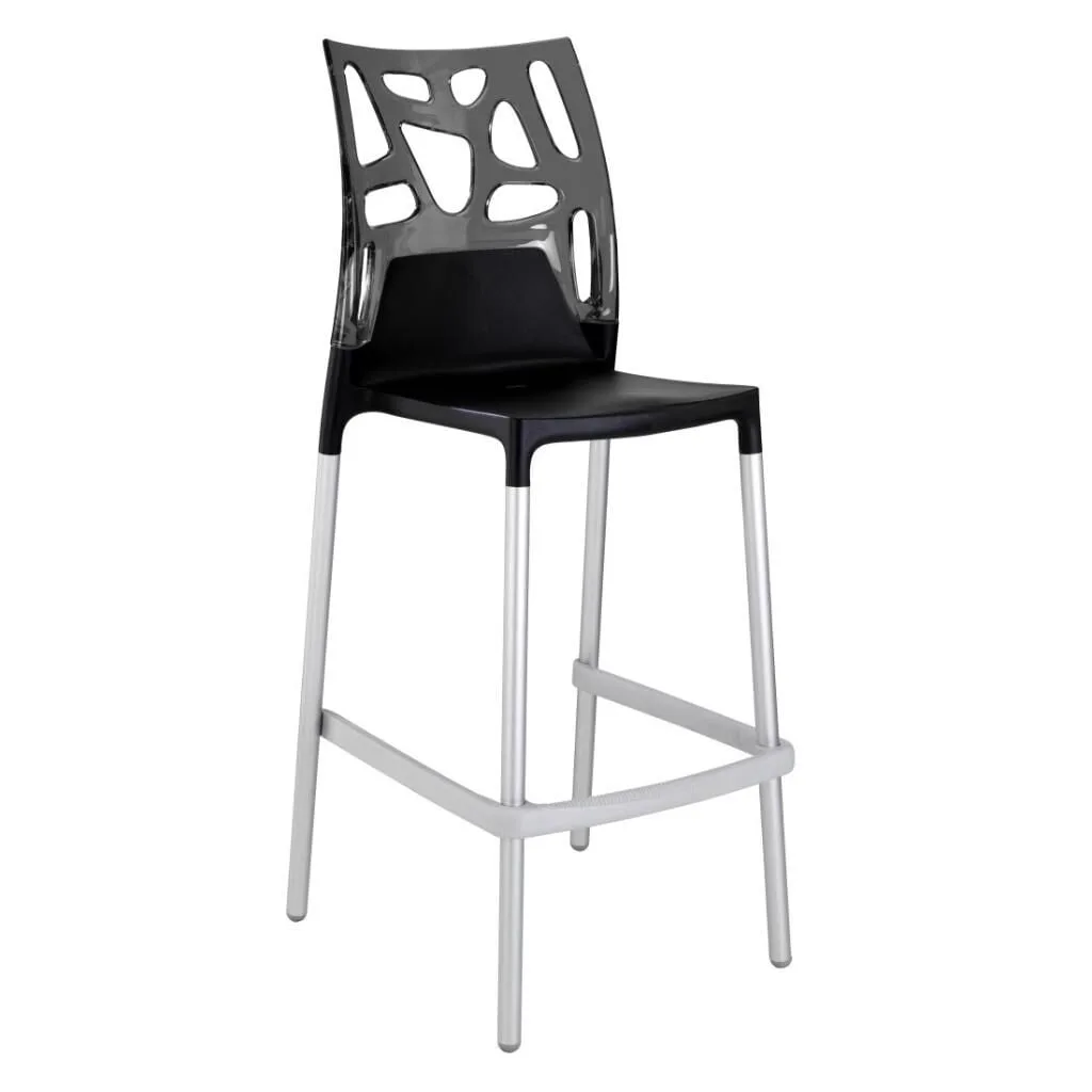 Tabouret de bar Ego-Rock Bar fumé transparent - noir PPT1484