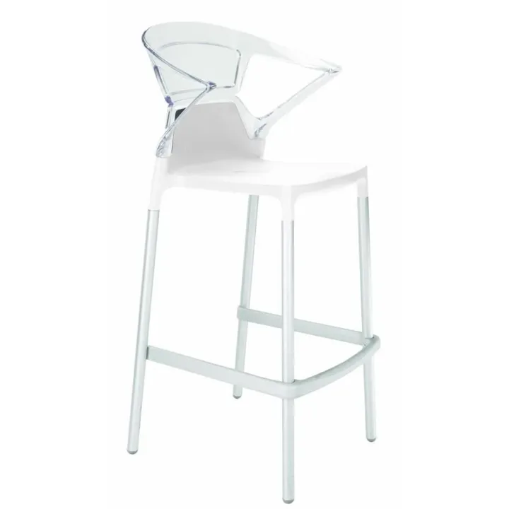 Ego-K Bar Clear Transparent - White Aluminium-Leg Bar Chair with Arms PPT1467