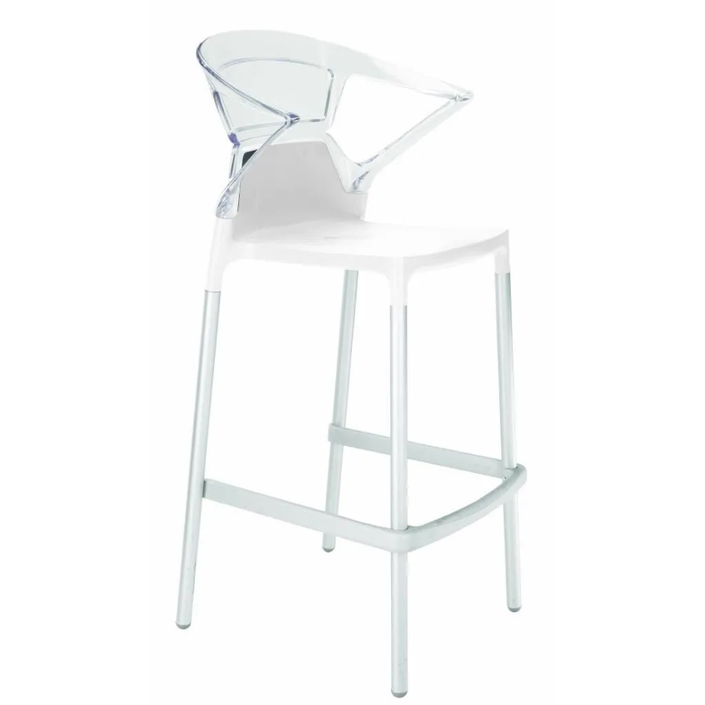 Ego-K Bar Clear Transparent - White Aluminium-Leg Bar Chair with Arms PPT1467