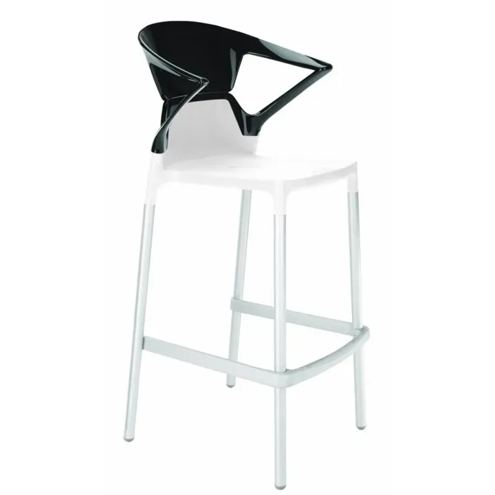 Ego-K Bar Solid Black - White Aluminium-Leg Bar Chair with Arms PPT1469