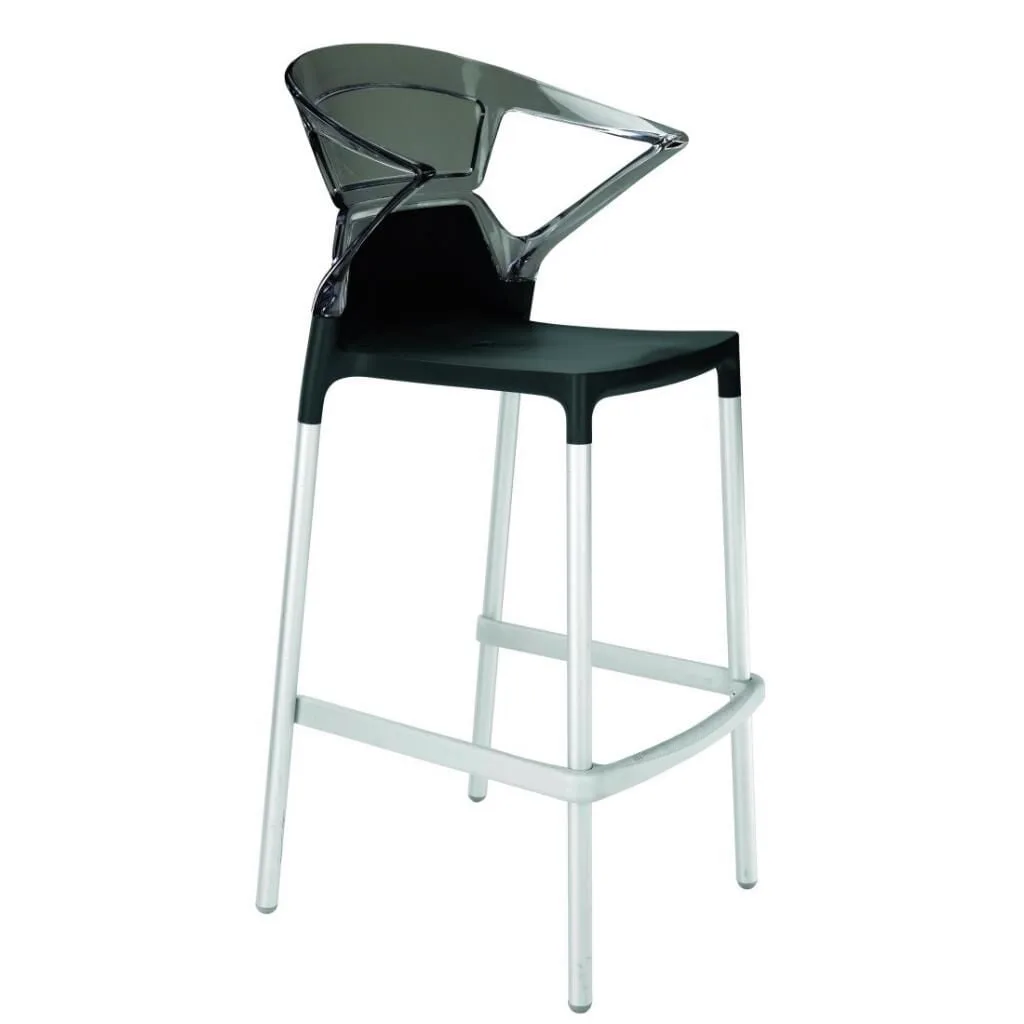 Ego-K Bar Smoke Transparent - Black Aluminium-Leg Bar Chair with Arms PPT1472