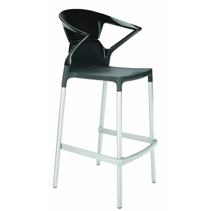 Ego-K Bar Solid Black - Anthracite Aluminium-Leg Bar Chair with Arms PPT1466