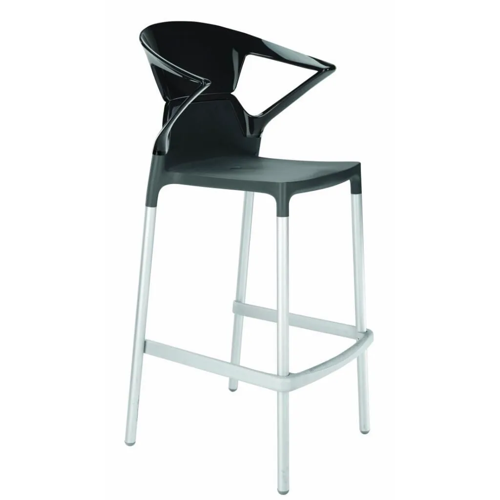 Ego-K Bar Solid Black - Anthracite Aluminium-Leg Bar Chair with Arms PPT1466