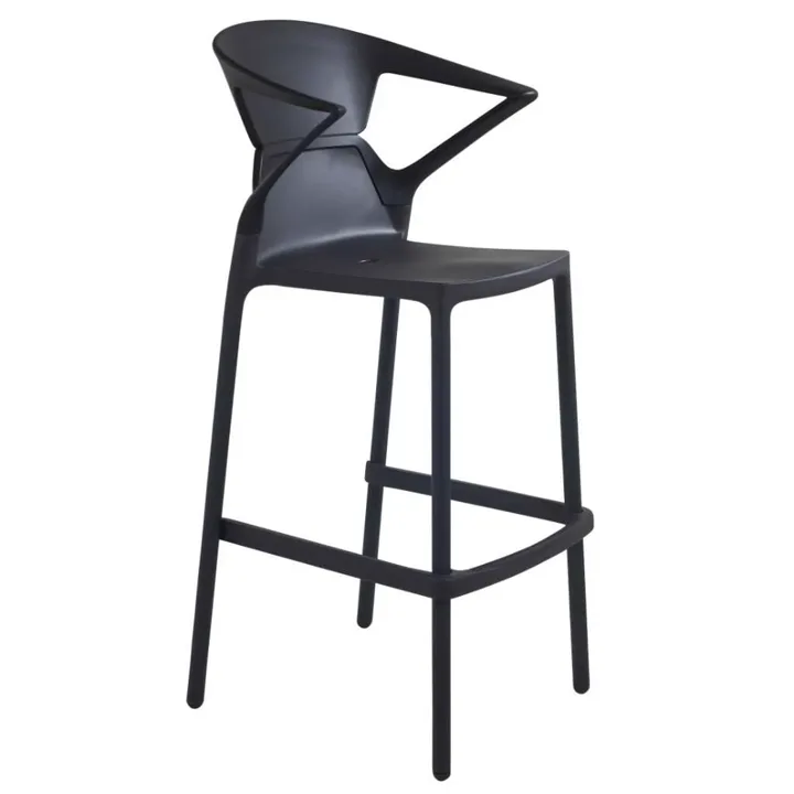 Ego-K Bar Black & Solid Black - Black Painted-Leg Bar Chair with Arms PPT1474