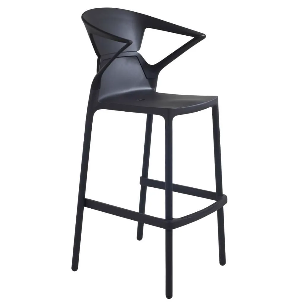 Ego-K Bar Black & Solid Black - Black Painted-Leg Bar Chair with Arms PPT1474