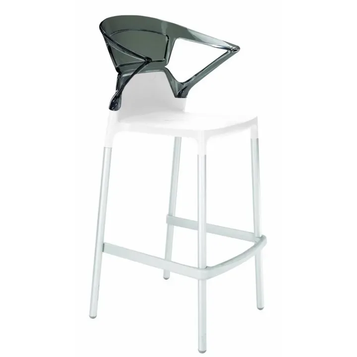 Ego-K Bar Smoke Transparent - White Aluminium-Leg Bar Chair with Arms PPT1465