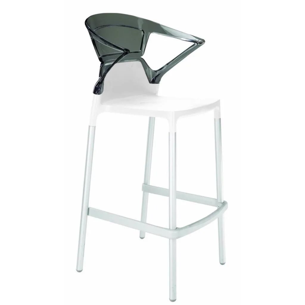 Ego-K Bar Smoke Transparent - White Aluminium-Leg Bar Chair with Arms PPT1465
