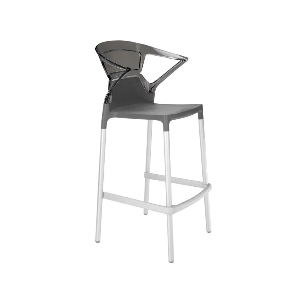 Ego-K Bar Smoke Transparent - Anthracite Aluminium-Leg Bar Chair with Arms PPT1473