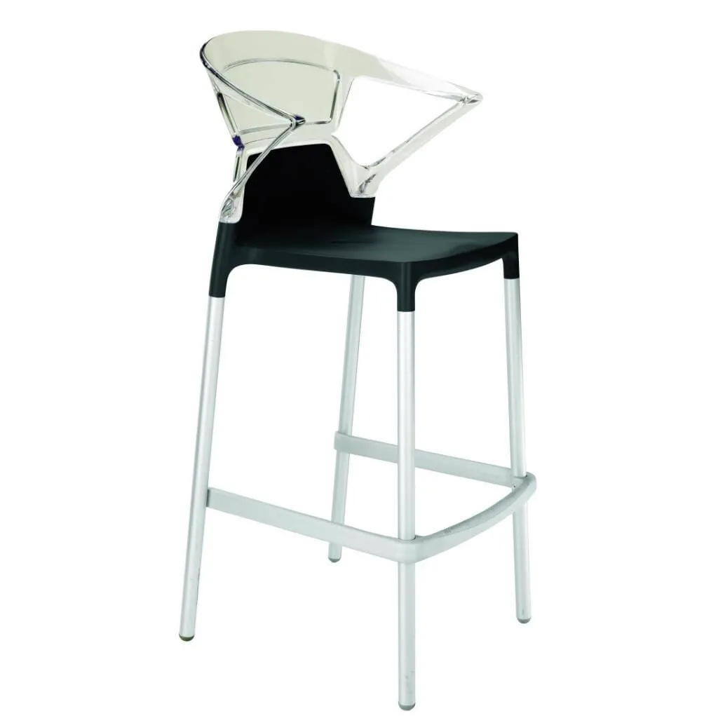 Ego-K Bar Clear Transparent - Black Aluminium-Leg Bar Chair with Arms PPT1468