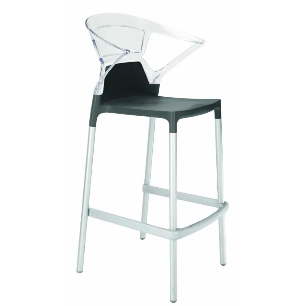 Ego-K Bar Clear Transparent - Anthracite Aluminium-Leg Bar Chair with Arms PPT1470