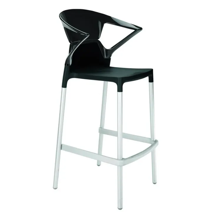 Ego-K Bar Solid Black - Black Aluminium-Leg Bar Chair with Arms PPT1471