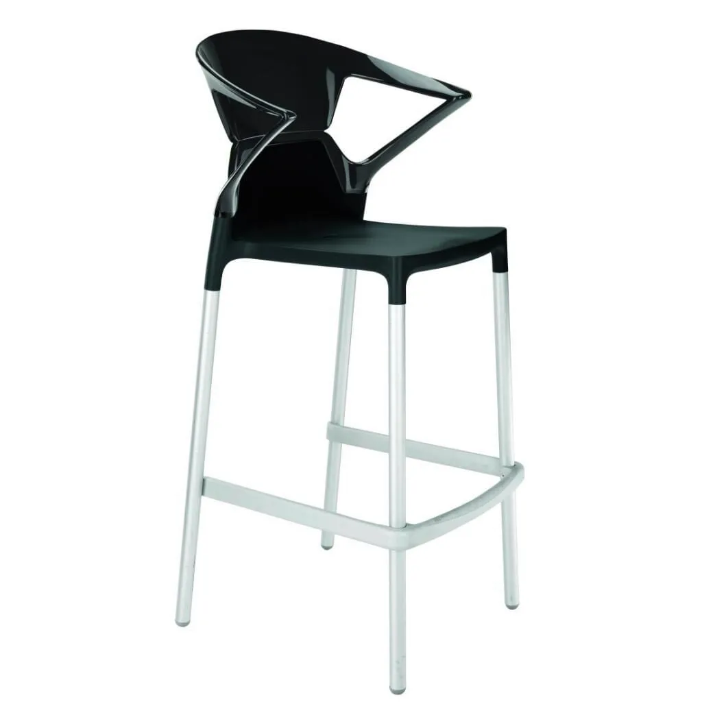 Ego-K Bar Solid Black - Black Aluminium-Leg Bar Chair with Arms PPT1471