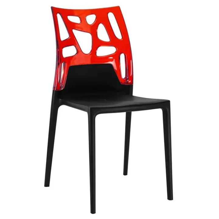 Ego-Rock Red Transparent - Black Kitchen Chair PPT1065