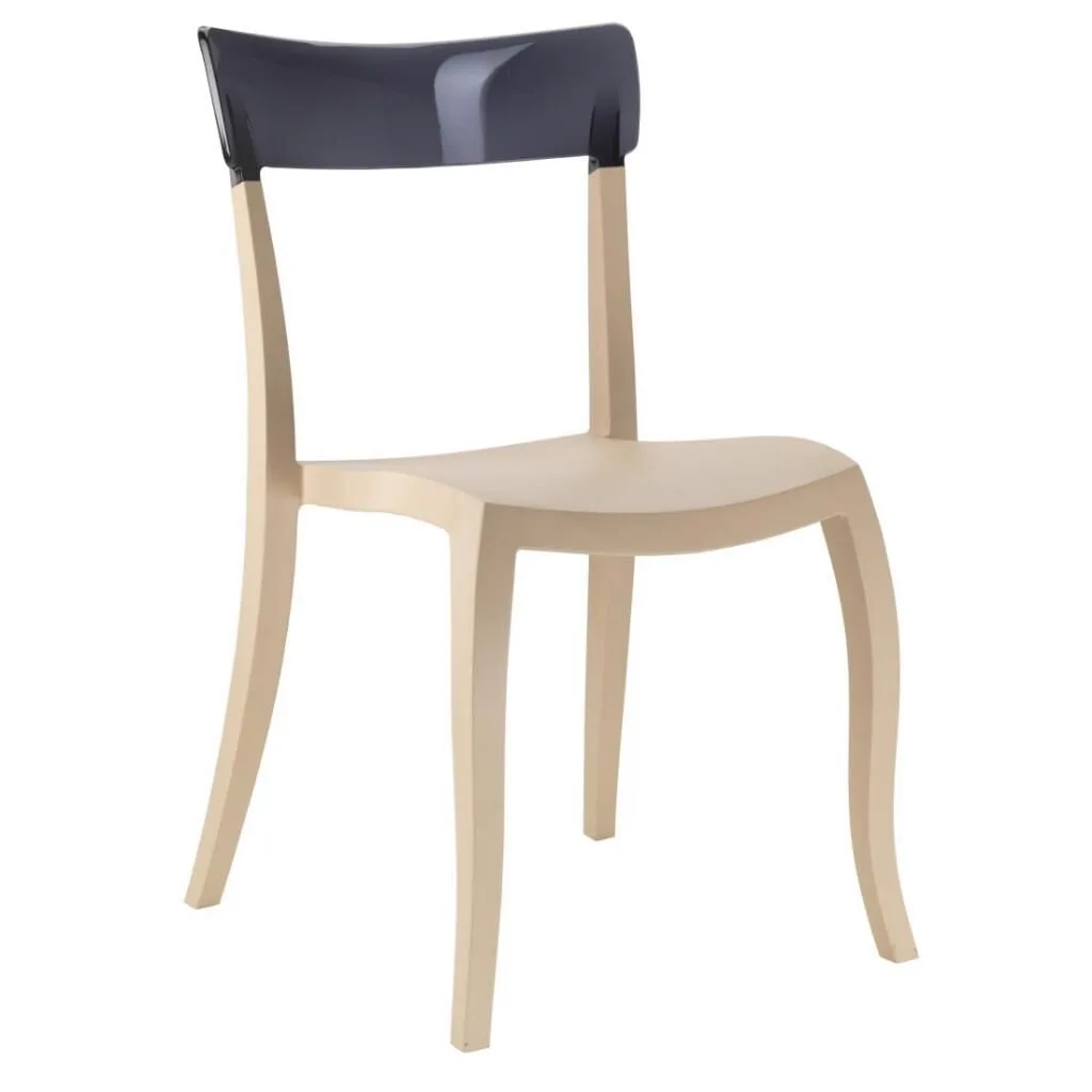 Hera-S Smoke Transparent - Sand Beige Kitchen Chair PPT1196