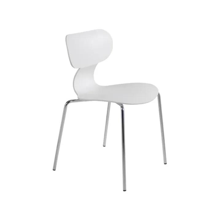 Yugo-S White - Chrome-Plated Kitchen Chair PPT1457