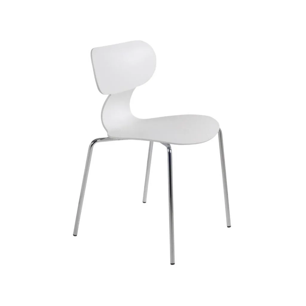 Yugo-S White - Chrome-Plated Kitchen Chair PPT1457