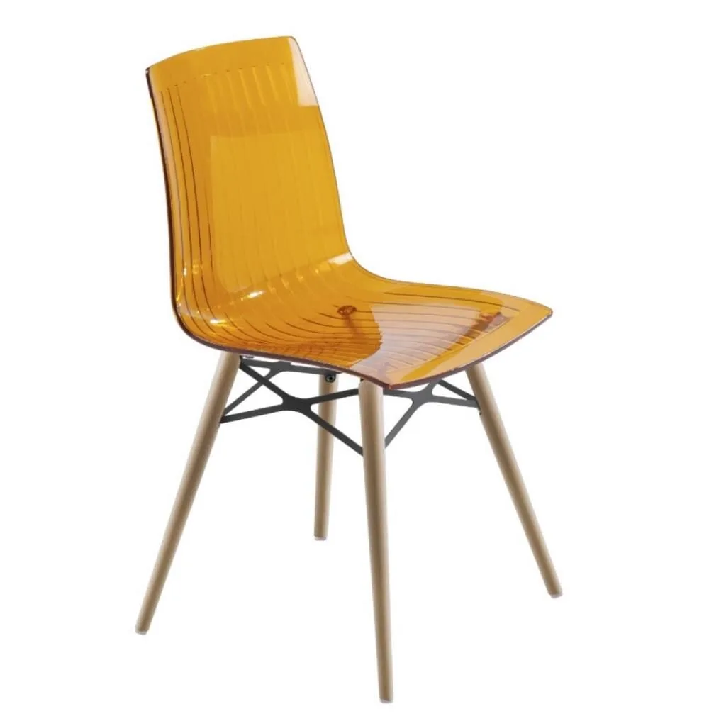 X-treme S Wox (Beech) Transparent Orange - Beech Wood Kitchen Chair PPT1441