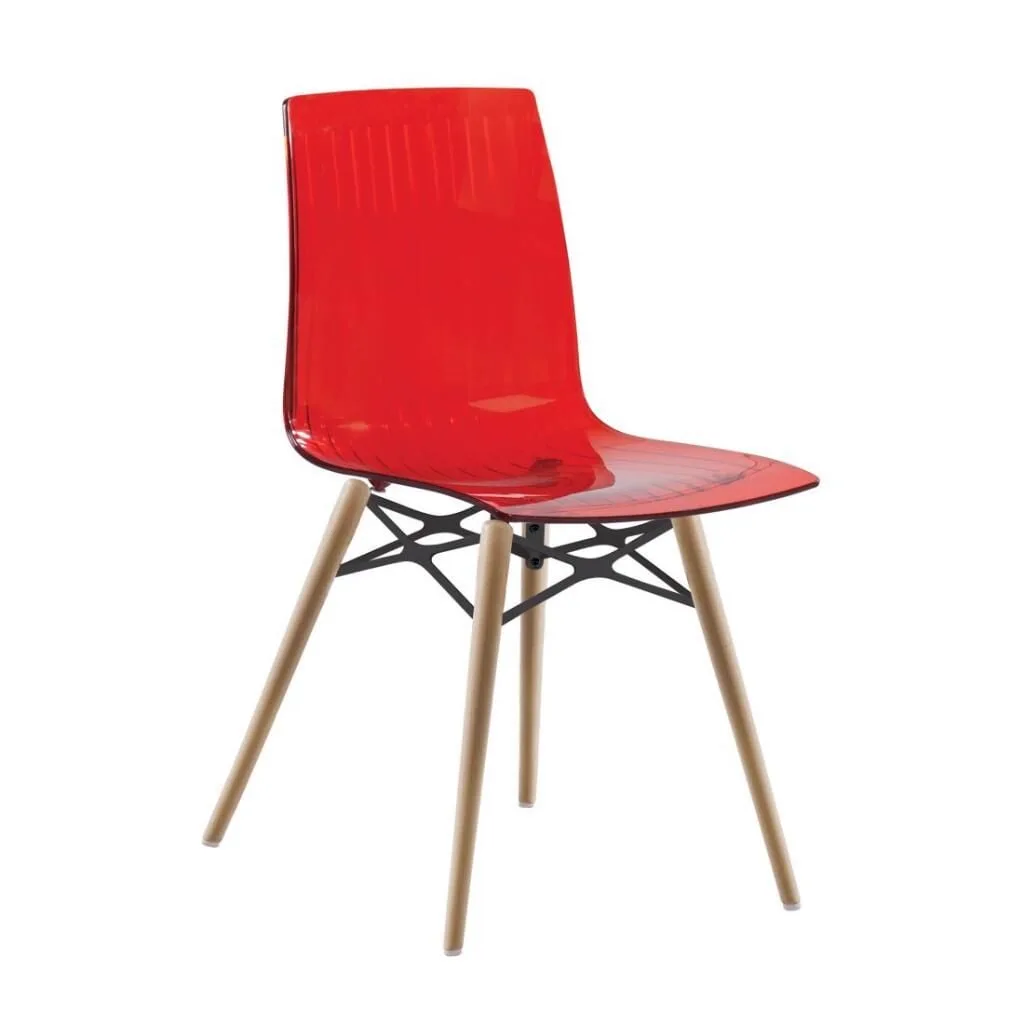 X-treme S Wox (Beech) Transparent Red - Beech Wood Kitchen Chair PPT1438