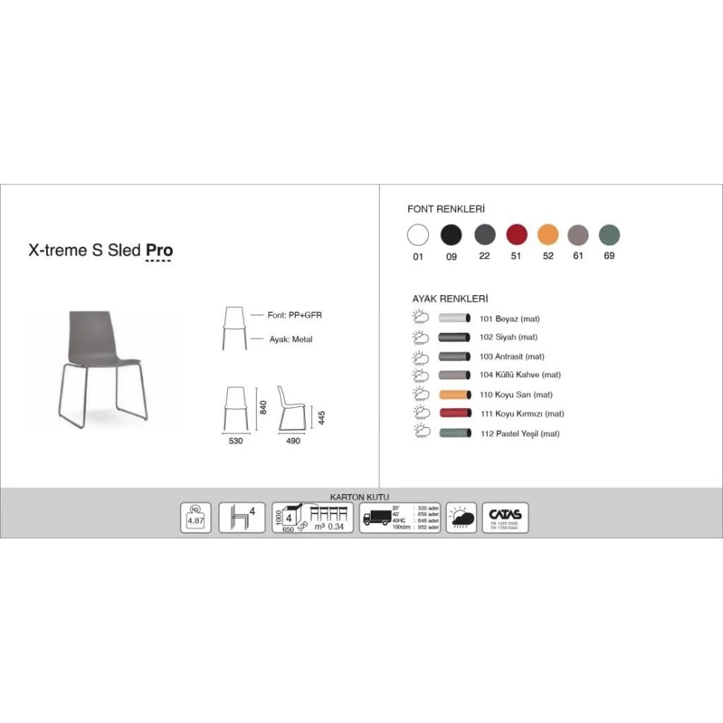 Chaise de cuisine X-treme S sled pro brun cendré - noire PPT1424