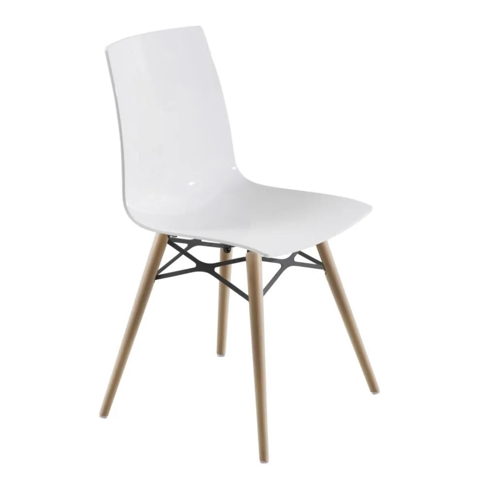 X-treme S Wox (Beech) Solid White - Iroko Wood Kitchen Chair PPT1440
