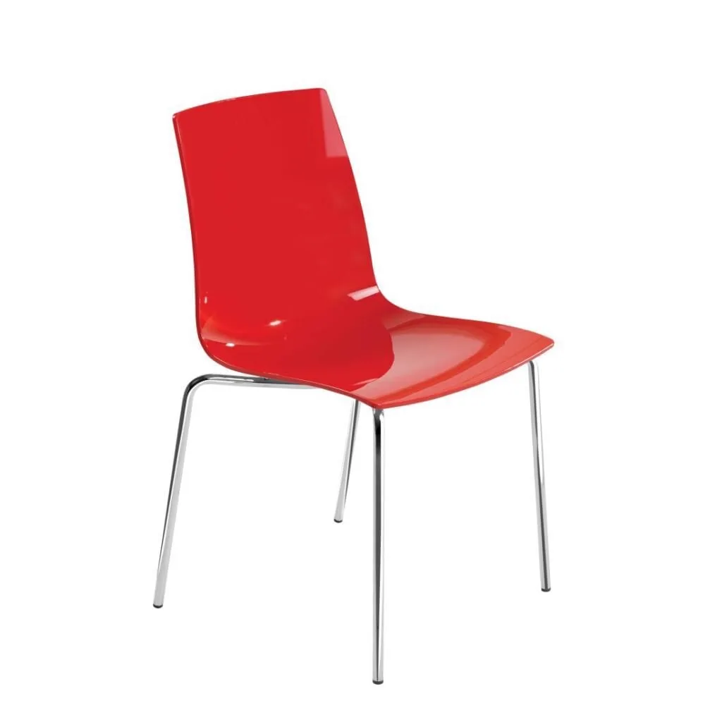 X-treme S Solid Red - Chrome-Plated Kitchen Chair PPT1408