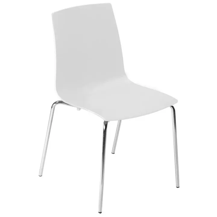 X-treme S Solid White - Chrome-Plated Kitchen Chair PPT1402