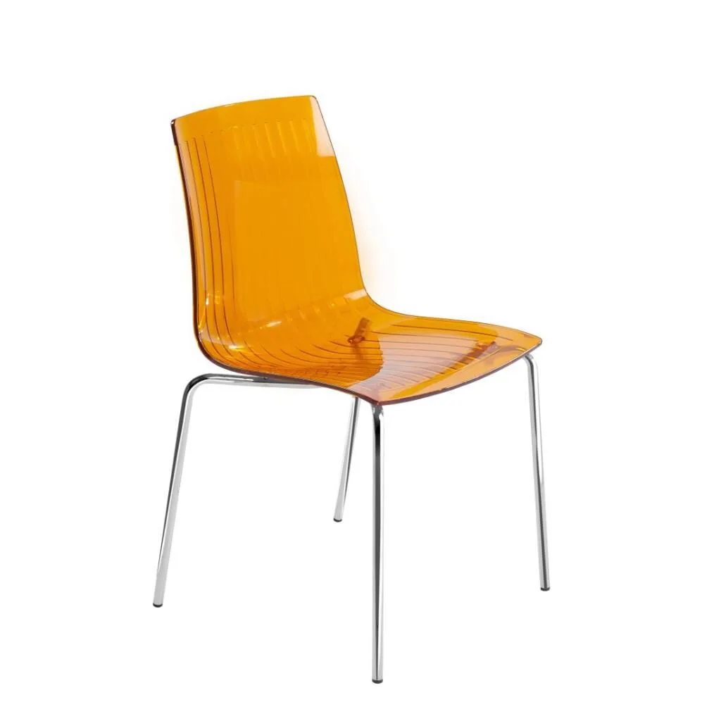 X-treme S Transparent Orange - Chrome-Plated Kitchen Chair PPT1407