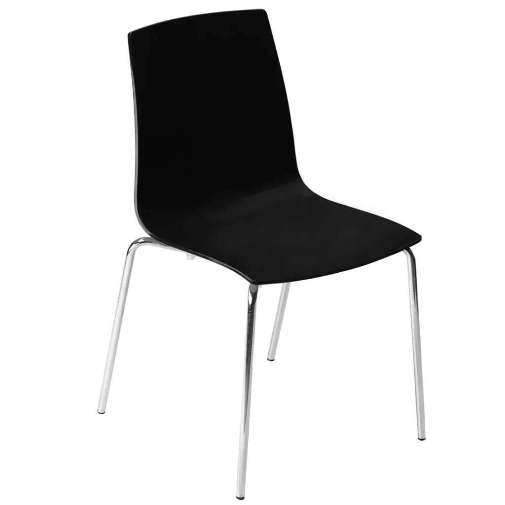 X-treme S Solid Black - Chrome-Plated Kitchen Chair PPT1404