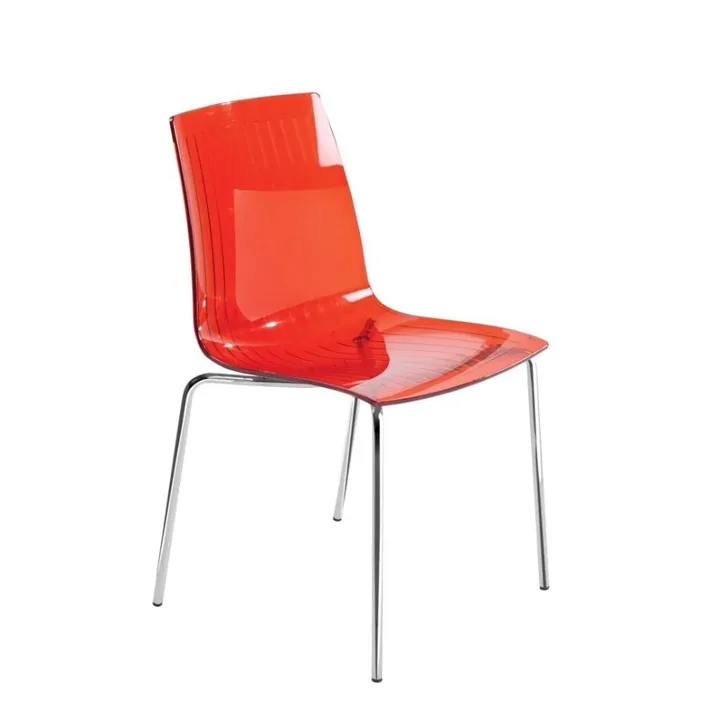 X-treme S Transparent Red - Chrome-Plated Kitchen Chair PPT1405
