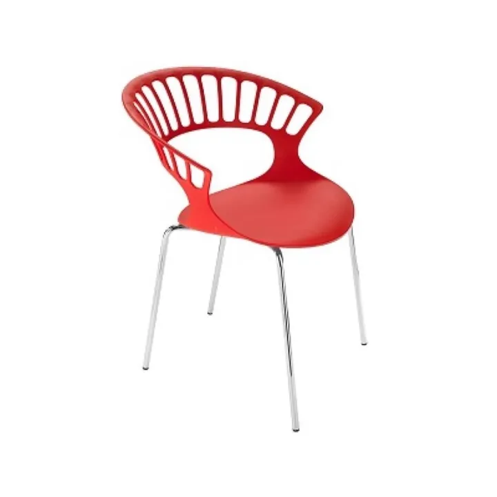 Tiara Red - Chrome-Plated Kitchen Chair with Arms PPT1370