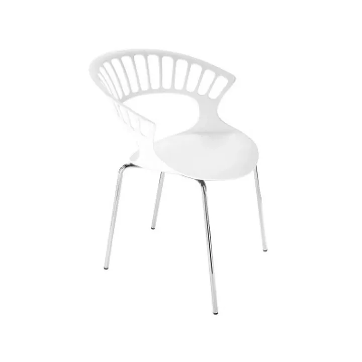 Tiara White - Chrome-Plated Kitchen Chair with Arms PPT1362