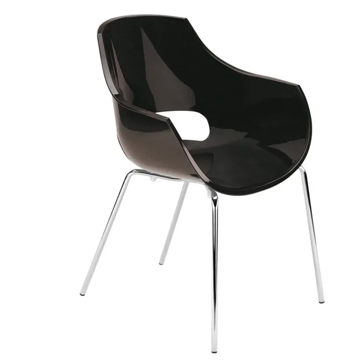 Opal-ML Solid Black - Chrome-Plated Kitchen Chair PPT1351