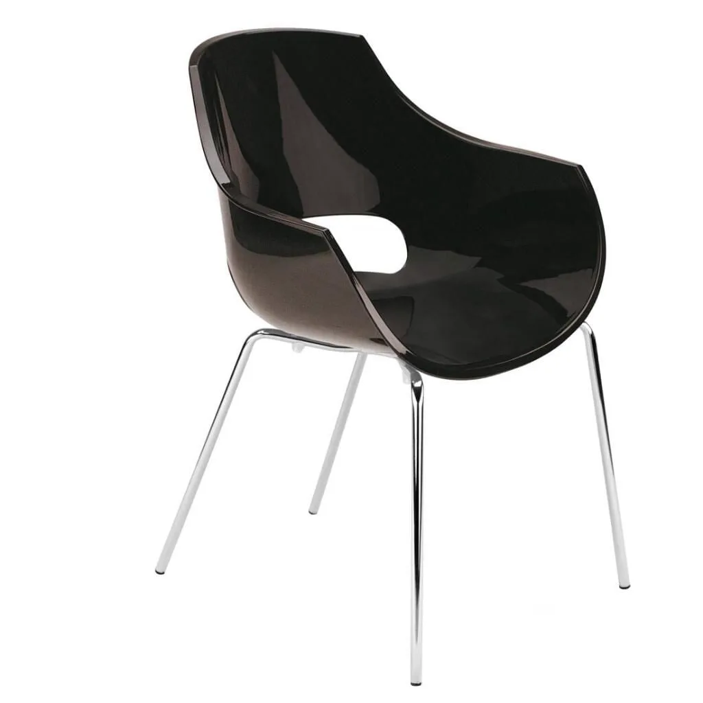 Opal-ML Solid Black - Chrome-Plated Kitchen Chair PPT1351
