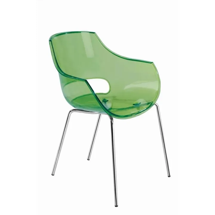 Opal-ML Transparent Green - Chrome-Plated Kitchen Chair PPT1349