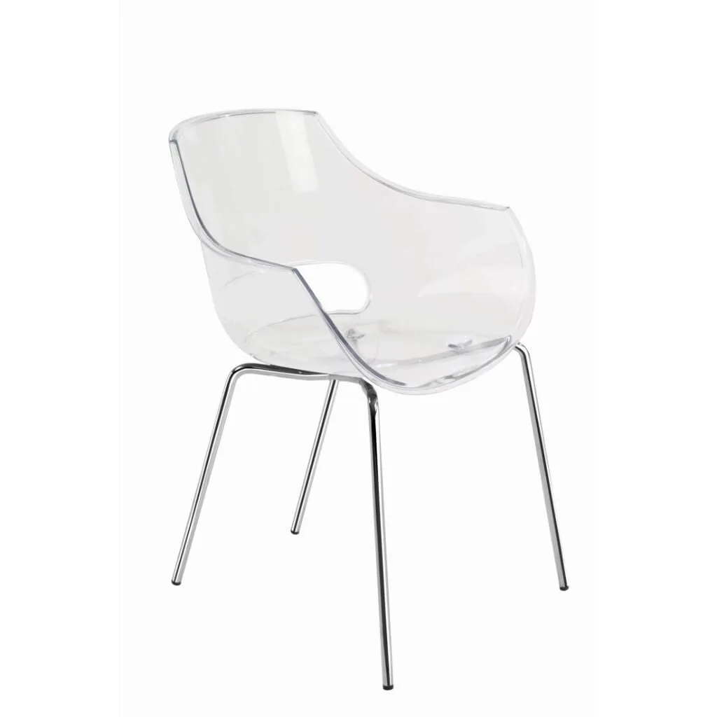Opal-ML Clear Transparent - Chrome-Plated Kitchen Chair PPT1350