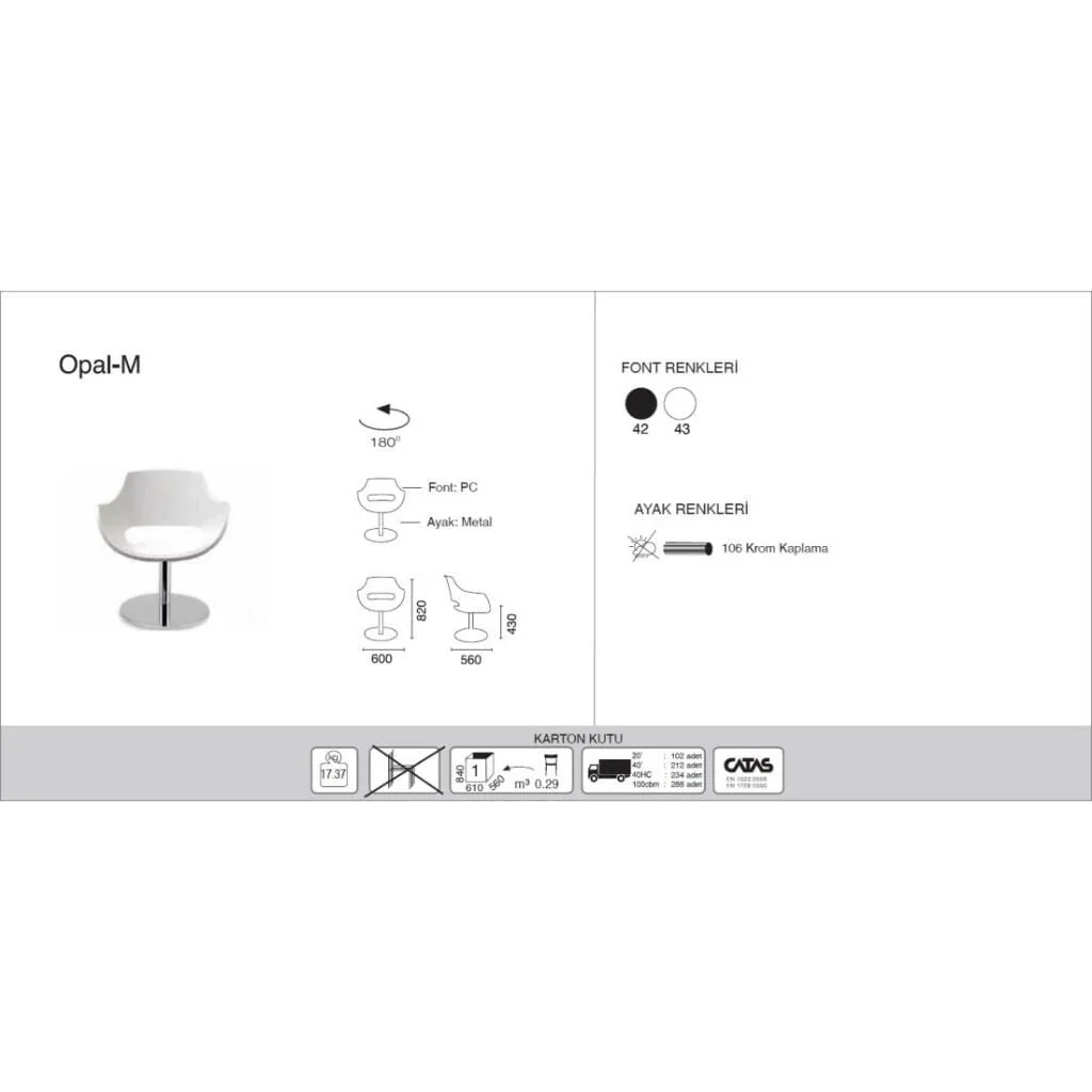 Opal-M Solid Black - Chrome-Plated Kitchen Chair PPT1339