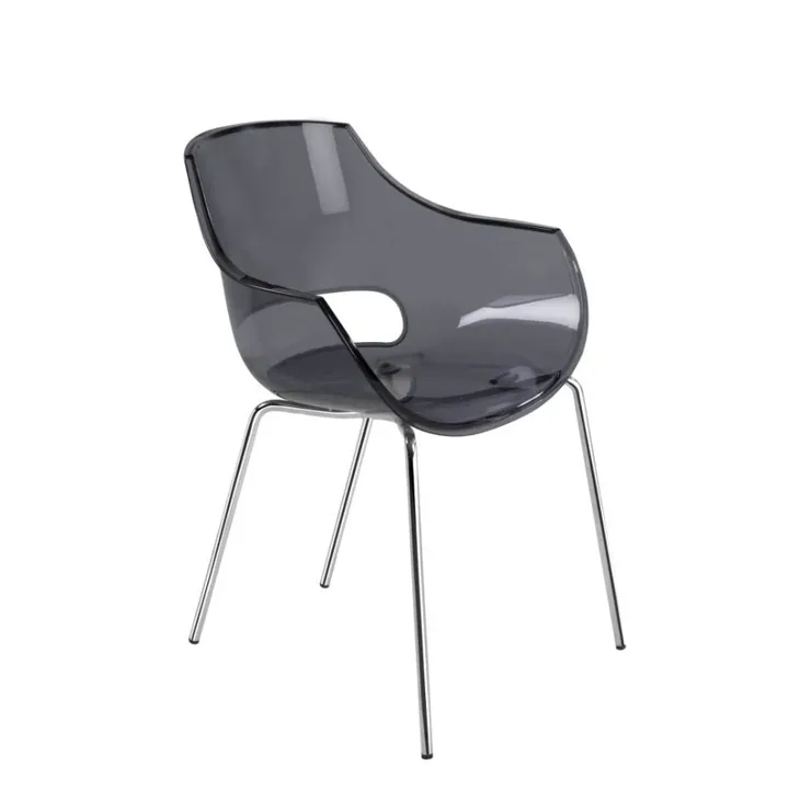 Opal-ML Transparent Smoke - Chrome-Plated Kitchen Chair PPT1347
