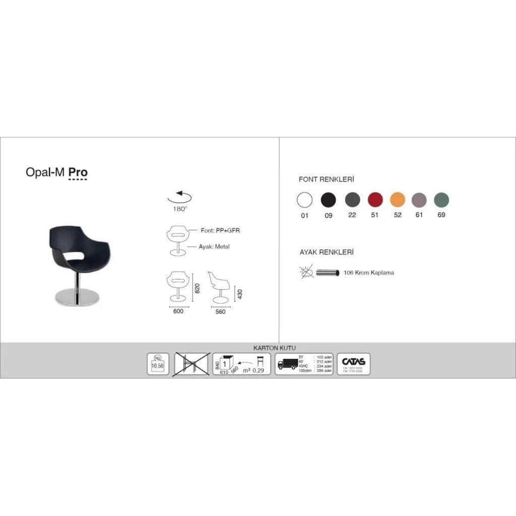 Opal-M Pro Black - Chrome-Plated Kitchen Chair PPT1342